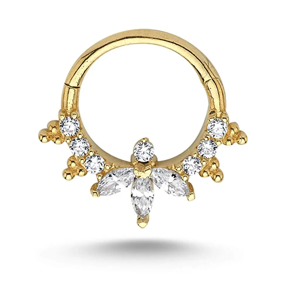 Markiz Kesim Pırlanta Halka Piercing 0.11 Karat