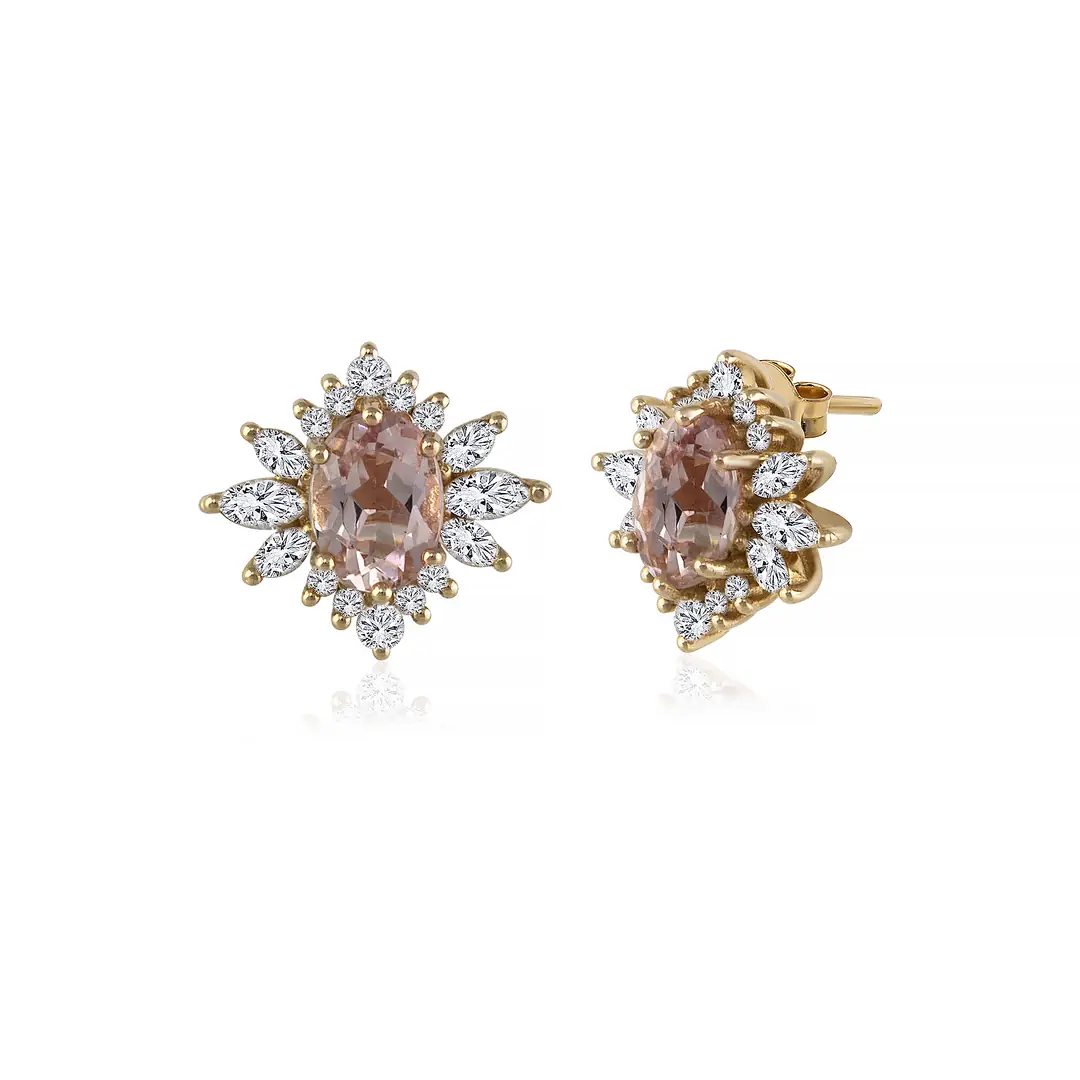 Pembe Safir  Pırlanta Küpe 0.80 Karat