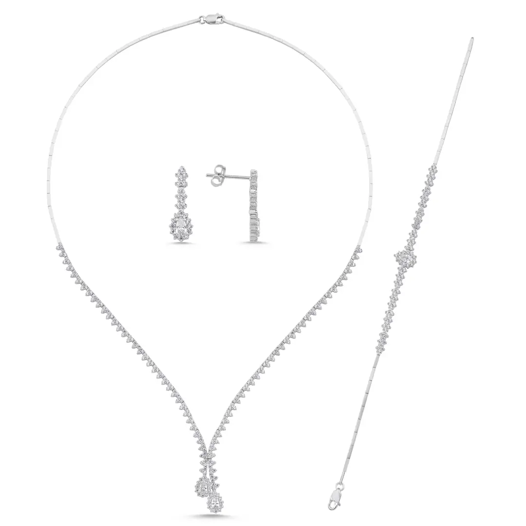 Beyaz Altın Oval Düğün Set