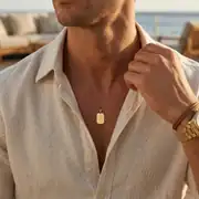 Plaka Altın Erkek Kolye Ucu 2