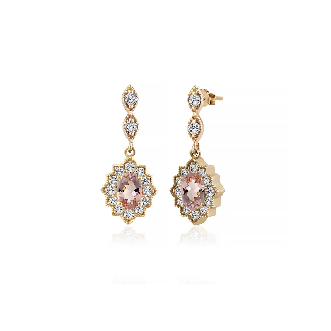 Pembe Safir  Pırlanta Küpe 0.50 Karat