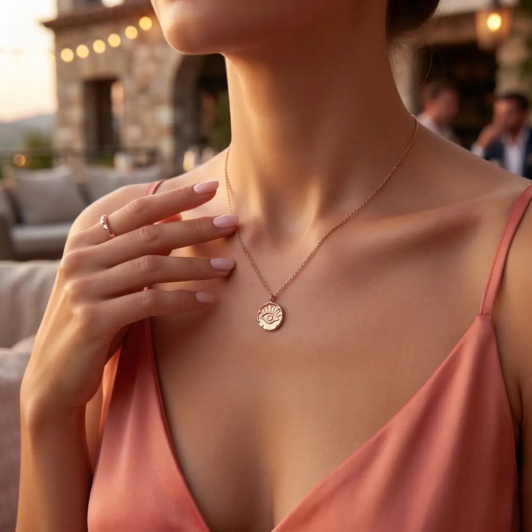Göz  Detaylı Rose Kolye 2